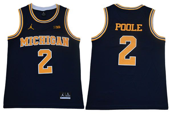 Men Michigan Wolverines #2 Poole Blue NBA NCAA Jerseys